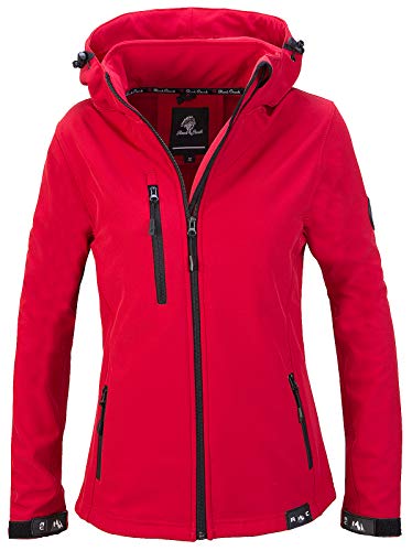 Rock Creek Damen Softshell Jacke Windbreaker Regenjacke Übergangsjacke Softshelljacke Damenjacke Regenmantel Outdoorjacke Kapuze D-412 Rot 3XL von Rock Creek