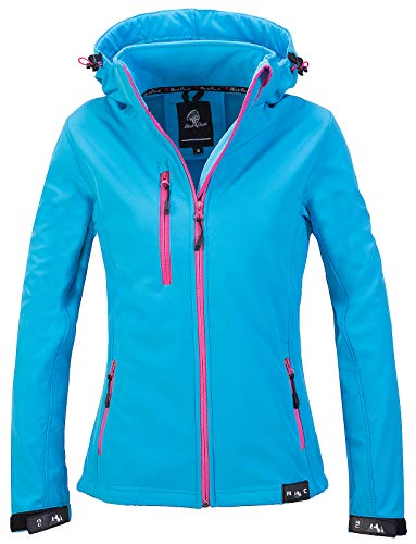 Rock Creek Damen Softshell Jacke Windbreaker Regenjacke Übergangsjacke Softshelljacke Damenjacke Regenmantel Outdoorjacke Kapuze D-412 Türkis 3XL von Rock Creek