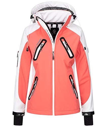 Rock Creek Damen Softshell Jacke Windbreaker Regenjacke Übergangsjacke Softshelljacke Damenjacke Regenmantel Outdoorjacke Kapuze D-441 Coral 3XL von Rock Creek