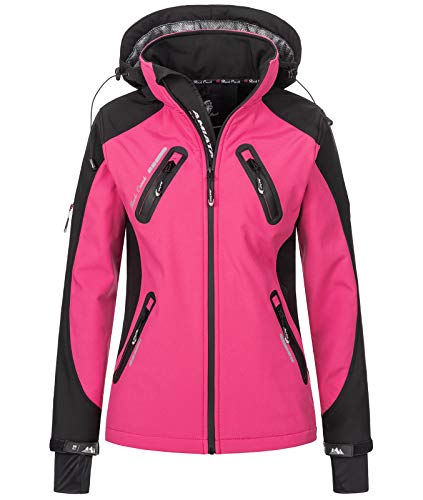 Rock Creek Damen Softshell Jacke Windbreaker Regenjacke Übergangsjacke Softshelljacke Damenjacke Regenmantel Outdoorjacke Kapuze D-441 Pink 4XL von Rock Creek