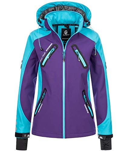 Rock Creek Damen Softshell Jacke Windbreaker Regenjacke Übergangsjacke Softshelljacke Damenjacke Regenmantel Outdoorjacke Kapuze D-441 Violett 3XL von Rock Creek