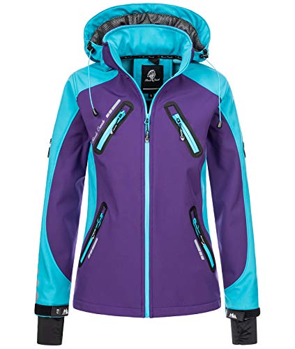 Rock Creek Damen Softshell Jacke Windbreaker Regenjacke Übergangsjacke Softshelljacke Damenjacke Regenmantel Outdoorjacke Kapuze D-441 Violett XXL von Rock Creek