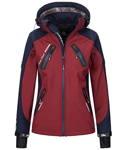 Rock Creek Damen Softshell Jacke Windbreaker Regenjacke Übergangsjacke Softshelljacke Damenjacke Regenmantel Outdoorjacke Kapuze D-441 Weinrot 3XL von Rock Creek