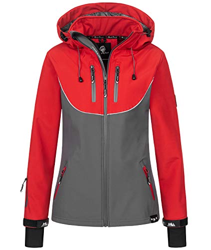 Rock Creek Damen Softshell Jacke Windbreaker Regenjacke Übergangsjacke Softshelljacke Damenjacke Regenmantel Outdoorjacke Kapuze D-442 Anthrazit 3XL von Rock Creek