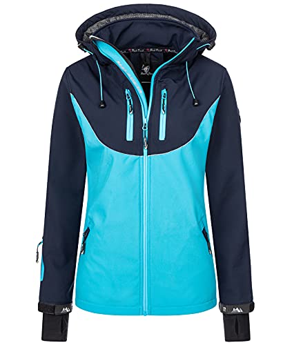 Rock Creek Damen Softshell Jacke Windbreaker Regenjacke Übergangsjacke Softshelljacke Damenjacke Regenmantel Outdoorjacke Kapuze D-442 Blau 3XL von Rock Creek