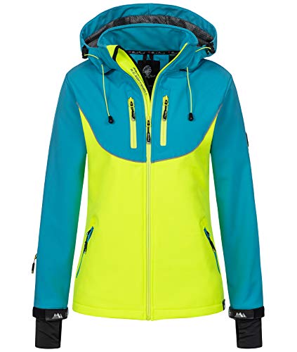 Rock Creek Damen Softshell Jacke Windbreaker Regenjacke Übergangsjacke Softshelljacke Damenjacke Regenmantel Outdoorjacke Kapuze D-442 Neongelb S von Rock Creek