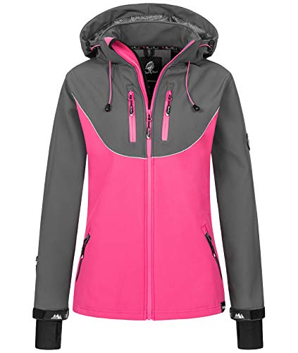 Rock Creek Damen Softshell Jacke Windbreaker Regenjacke Übergangsjacke Softshelljacke Damenjacke Regenmantel Outdoorjacke Kapuze D-442 Pink S von Rock Creek