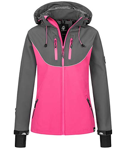Rock Creek Damen Softshell Jacke Windbreaker Regenjacke Übergangsjacke Softshelljacke Damenjacke Regenmantel Outdoorjacke Kapuze D-442 Pink XS von Rock Creek