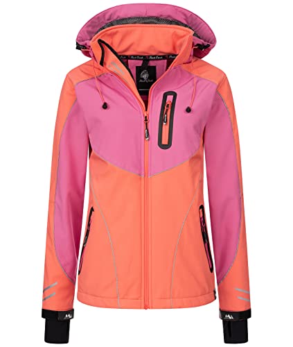 Rock Creek Damen Softshell Jacke Windbreaker Regenjacke Übergangsjacke Softshelljacke Damenjacke Regenmantel Outdoorjacke Kapuze D-464 Coral 4XL von Rock Creek