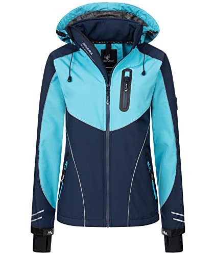 Rock Creek Damen Softshell Jacke Windbreaker Regenjacke Übergangsjacke Softshelljacke Damenjacke Regenmantel Outdoorjacke Kapuze D-464 Navy L von Rock Creek