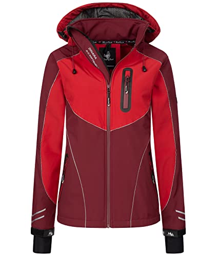 Rock Creek Damen Softshell Jacke Windbreaker Regenjacke Übergangsjacke Softshelljacke Damenjacke Regenmantel Outdoorjacke Kapuze D-464 Weinrot 3XL von Rock Creek