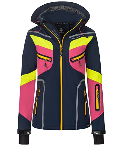 Rock Creek Damen Softshell Jacke Windbreaker Regenjacke Übergangsjacke Softshelljacke Damenjacke Regenmantel Outdoorjacke Kapuze D-465 Navy 3XL von Rock Creek