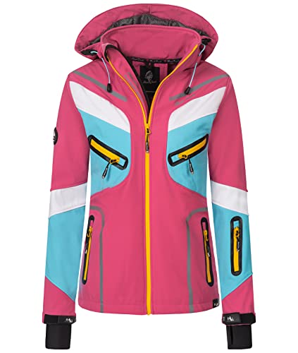Rock Creek Damen Softshell Jacke Windbreaker Regenjacke Übergangsjacke Softshelljacke Damenjacke Regenmantel Outdoorjacke Kapuze D-465 Pink XL von Rock Creek