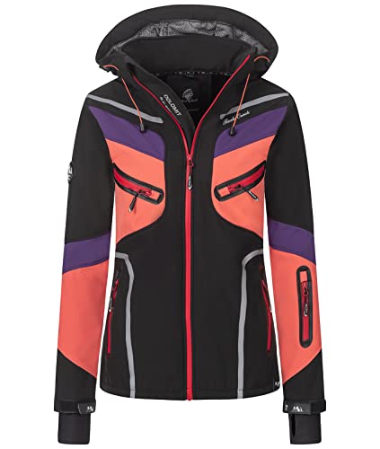 Rock Creek Damen Softshell Jacke Windbreaker Regenjacke Übergangsjacke Softshelljacke Damenjacke Regenmantel Outdoorjacke Kapuze D-465 Schwarz 3XL von Rock Creek