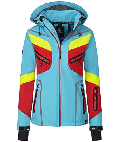 Rock Creek Damen Softshell Jacke Windbreaker Regenjacke Übergangsjacke Softshelljacke Damenjacke Regenmantel Outdoorjacke Kapuze D-465 Türkis L von Rock Creek