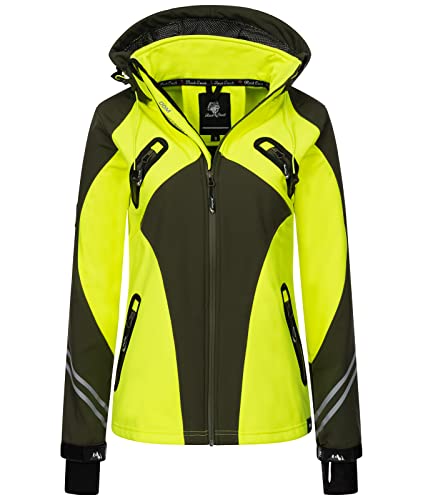 Rock Creek Damen Softshell Jacke Windbreaker Regenjacke Übergangsjacke Softshelljacke Damenjacke Regenmantel Outdoorjacke Kapuze D-466 Khaki 4XL von Rock Creek