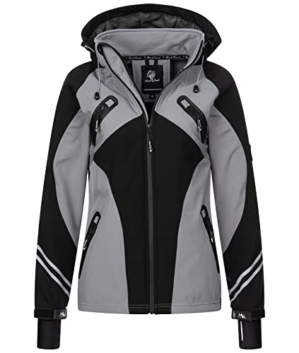 Rock Creek Damen Softshell Jacke Windbreaker Regenjacke Übergangsjacke Softshelljacke Damenjacke Regenmantel Outdoorjacke Kapuze D-466 Schwarz 4XL von Rock Creek