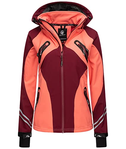 Rock Creek Damen Softshell Jacke Windbreaker Regenjacke Übergangsjacke Softshelljacke Damenjacke Regenmantel Outdoorjacke Kapuze D-466 Weinrot 3XL von Rock Creek