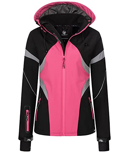 Rock Creek Damen Softshell Jacke Windbreaker Regenjacke Übergangsjacke Softshelljacke Damenjacke Regenmantel Outdoorjacke Kapuze D-467 Pink XXL von Rock Creek