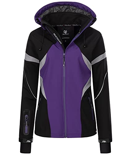 Rock Creek Damen Softshell Jacke Windbreaker Regenjacke Übergangsjacke Softshelljacke Damenjacke Regenmantel Outdoorjacke Kapuze D-467 Violett 4XL von Rock Creek