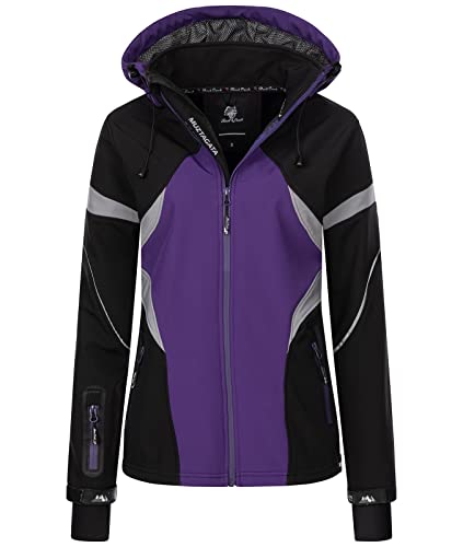 Rock Creek Damen Softshell Jacke Windbreaker Regenjacke Übergangsjacke Softshelljacke Damenjacke Regenmantel Outdoorjacke Kapuze D-467 Violett L von Rock Creek