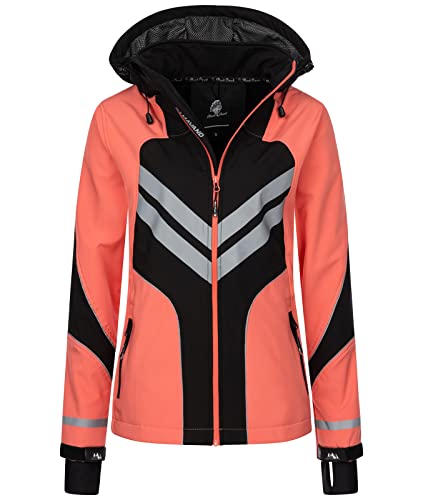 Rock Creek Damen Softshell Jacke Windbreaker Regenjacke Übergangsjacke Softshelljacke Damenjacke Regenmantel Outdoorjacke Kapuze D-468 Coral 3XL von Rock Creek