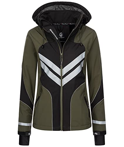 Rock Creek Damen Softshell Jacke Windbreaker Regenjacke Übergangsjacke Softshelljacke Damenjacke Regenmantel Outdoorjacke Kapuze D-468 Khaki L von Rock Creek