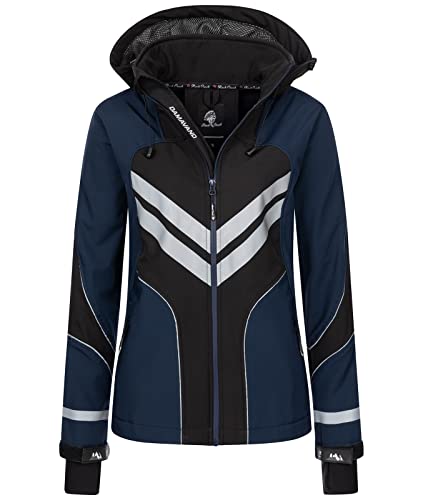 Rock Creek Damen Softshell Jacke Windbreaker Regenjacke Übergangsjacke Softshelljacke Damenjacke Regenmantel Outdoorjacke Kapuze D-468 Navy 3XL von Rock Creek