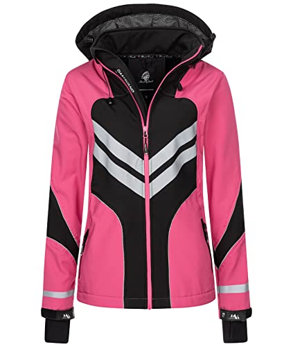 Rock Creek Damen Softshell Jacke Windbreaker Regenjacke Übergangsjacke Softshelljacke Damenjacke Regenmantel Outdoorjacke Kapuze D-468 Pink 3XL von Rock Creek