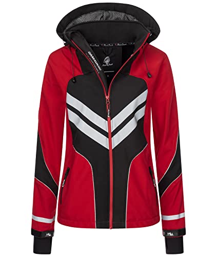 Rock Creek Damen Softshell Jacke Windbreaker Regenjacke Übergangsjacke Softshelljacke Damenjacke Regenmantel Outdoorjacke Kapuze D-468 Rot 3XL von Rock Creek