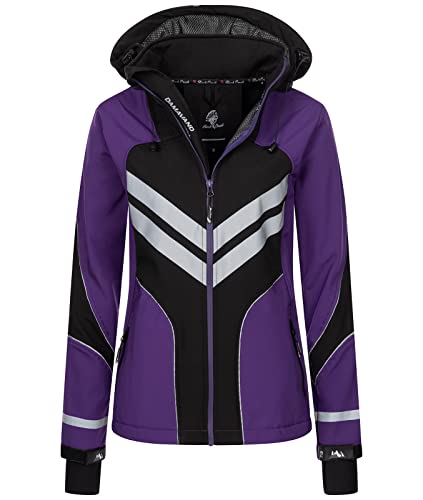 Rock Creek Damen Softshell Jacke Windbreaker Regenjacke Übergangsjacke Softshelljacke Damenjacke Regenmantel Outdoorjacke Kapuze D-468 Violett 4XL von Rock Creek