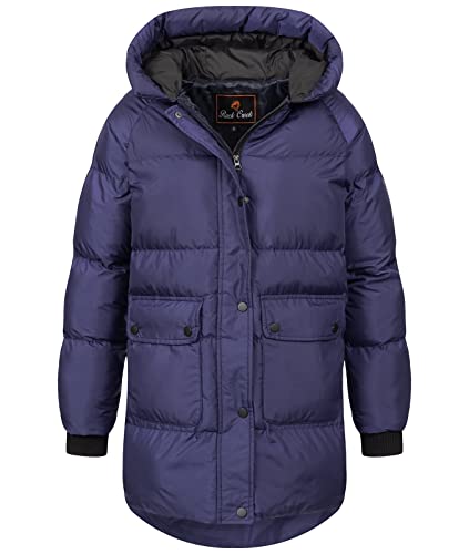 Rock Creek Damen Steppjacke Mantel Leicht Damenjacke Frauen Jacken Stepp Jacken mit Kapuze Daunenjacke Thremojacke D-488 Dunkelblau M von Rock Creek