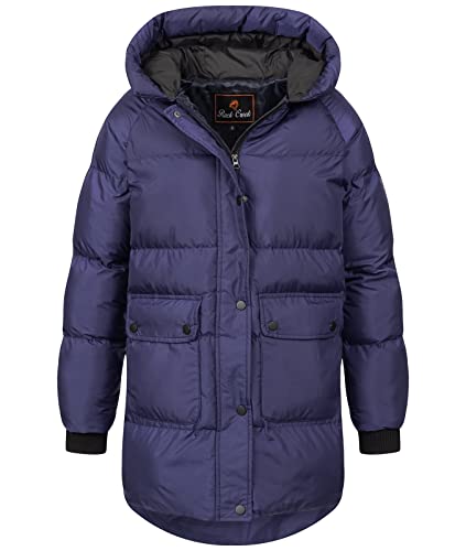 Rock Creek Damen Steppjacke Mantel Leicht Damenjacke Frauen Jacken Stepp Jacken mit Kapuze Daunenjacke Thremojacke D-488 Dunkelblau S von Rock Creek