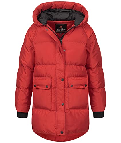 Rock Creek Damen Steppjacke Mantel Leicht Damenjacke Frauen Jacken Stepp Jacken mit Kapuze Daunenjacke Thremojacke D-488 Rot 3XL von Rock Creek