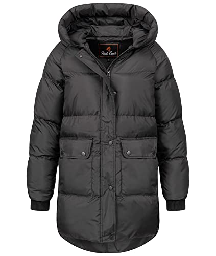 Rock Creek Damen Steppjacke Mantel Leicht Damenjacke Frauen Jacken Stepp Jacken mit Kapuze Daunenjacke Thremojacke D-488 Schwarz 2XL von Rock Creek