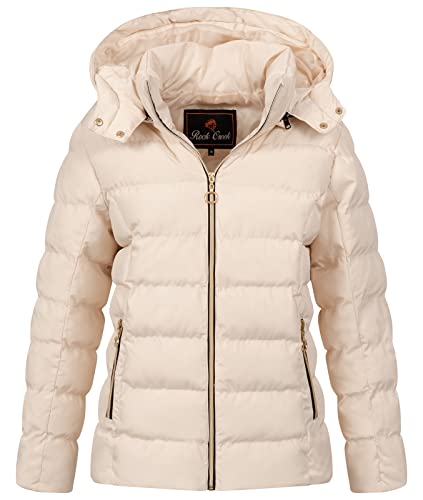 Rock Creek Damen Steppjacke Übergangsjacke Leicht Damenjacke Frauen Jacken Stepp Jacken mit Kapuze Daunenjacke Thremojacke D-489 Beige 3XL von Rock Creek