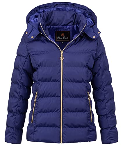 Rock Creek Damen Steppjacke Übergangsjacke Leicht Damenjacke Frauen Jacken Stepp Jacken mit Kapuze Daunenjacke Thremojacke D-489 Blau 2XL von Rock Creek