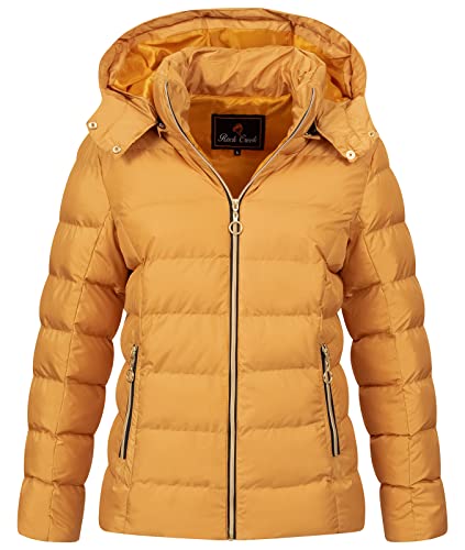 Rock Creek Damen Steppjacke Übergangsjacke Leicht Damenjacke Frauen Jacken Stepp Jacken mit Kapuze Daunenjacke Thremojacke D-489 Maisgelb 2XL von Rock Creek