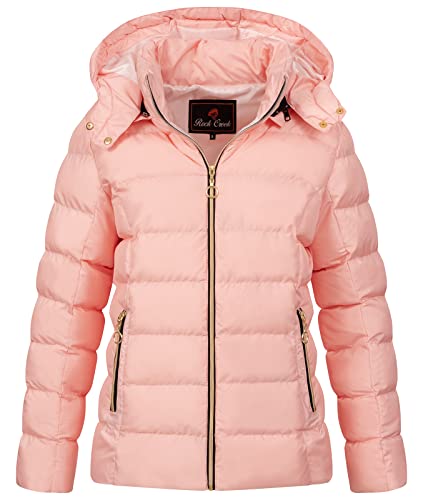 Rock Creek Damen Steppjacke Übergangsjacke Leicht Damenjacke Frauen Jacken Stepp Jacken mit Kapuze Daunenjacke Thremojacke D-489 Pink M von Rock Creek