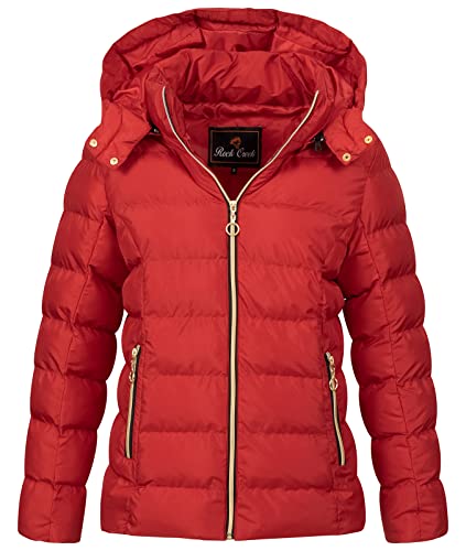 Rock Creek Damen Steppjacke Übergangsjacke Leicht Damenjacke Frauen Jacken Stepp Jacken mit Kapuze Daunenjacke Thremojacke D-489 Rot 2XL von Rock Creek