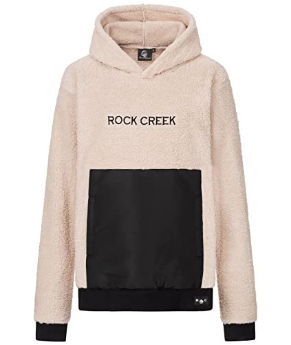 Rock Creek Damen Teddyfell Kapuzenpullover Hoodie Pullover Sweater Sweatshirt Kapuzen Hoodie Teddyfell Hoodie Pulli Soft Oversize Oberteil Beige M von Rock Creek