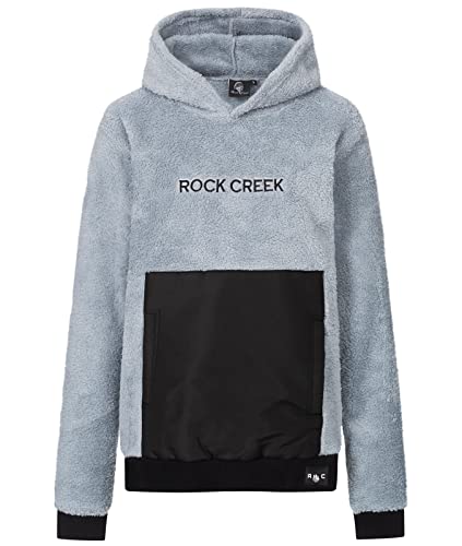 Rock Creek Damen Teddyfell Kapuzenpullover Hoodie Pullover Sweater Sweatshirt Kapuzen Hoodie Teddyfell Hoodie Pulli Soft Oversize Oberteil Grau 2XL von Rock Creek