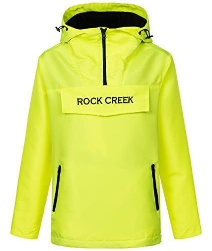 Rock Creek Damen Übergangs Jacke Outdoor Jacke Windbreaker Übergangsjacke Anorak Kapuze Regenjacke Winterjacke Damenjacke Jacket D-474 Neongelb 2XL von Rock Creek