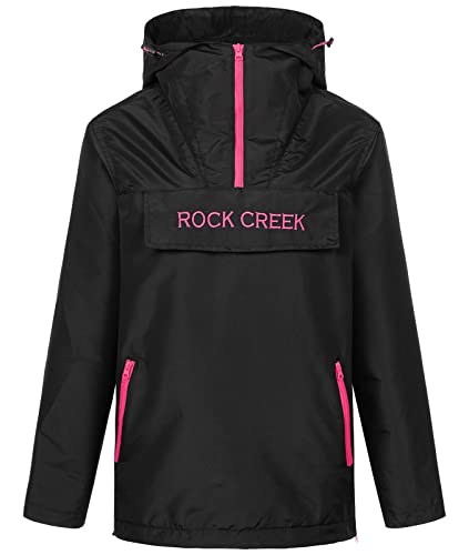 Rock Creek Damen Übergangs Jacke Outdoor Jacke Windbreaker Übergangsjacke Anorak Kapuze Regenjacke Winterjacke Damenjacke Jacket D-474 Schwarz 2XL von Rock Creek