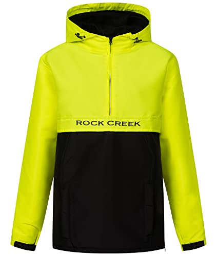 Rock Creek Damen Übergangs Jacke Outdoor Jacke Windbreaker Übergangsjacke Anorak Kapuze Regenjacke Winterjacke Damenjacke Jacket D-477 Neongelb 2XL von Rock Creek