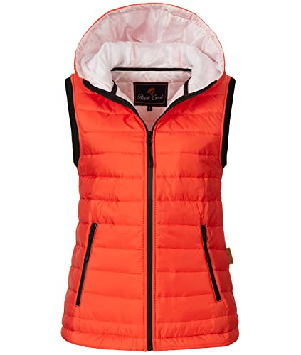 Rock Creek Damen Weste Steppweste Übergangsweste Leicht Damenweste Frauen Westen Stepp Westen mit Kapuze Daunenweste Thermoweste D-479 Orange XL von Rock Creek