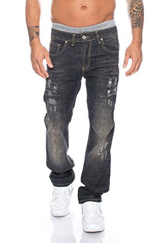 Rock Creek Designer Herren Jeans Hose Straight-Cut Gerades Bein Clubwear [LL-301 - Grau - W31 L34] von Rock Creek