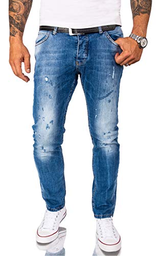 Rock Creek Designer Herren Jeans Hose Stretch Jeanshose Basic Slim Fit Jeans Hosen Denim Used Look Destroyed Herrenhose Elegant RC-2162 Blau W32 L32 von Rock Creek