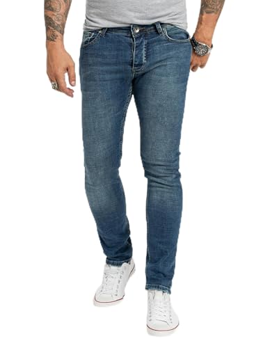 Rock Creek Designer Herren Jeans Hose Stretch Jeanshose Basic Slim Fit Jeans Hosen Denim Used Look Destroyed Herrenhose Elegant RC-2164 Blau W34 L36 von Rock Creek