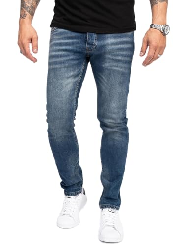 Rock Creek Designer Herren Jeans Hose Stretch Jeanshose Basic Slim Fit Jeans Hosen Denim Used Look Destroyed Herrenhose Elegant RC-2166 Blau W34 L34 von Rock Creek